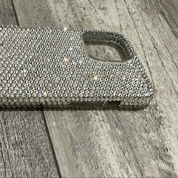 New Clear Silver Crystallized Bling iPhone 12 Pro Max Phone Case Cover Handcraft - Picture 3 of 4